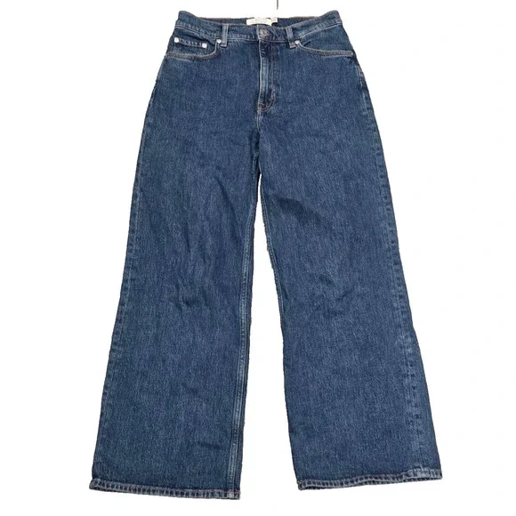 & other stories Wide Leg high waist Jeans preppy Y2K Medium Blue 29/28 A004542 - Picture 2 of 11
